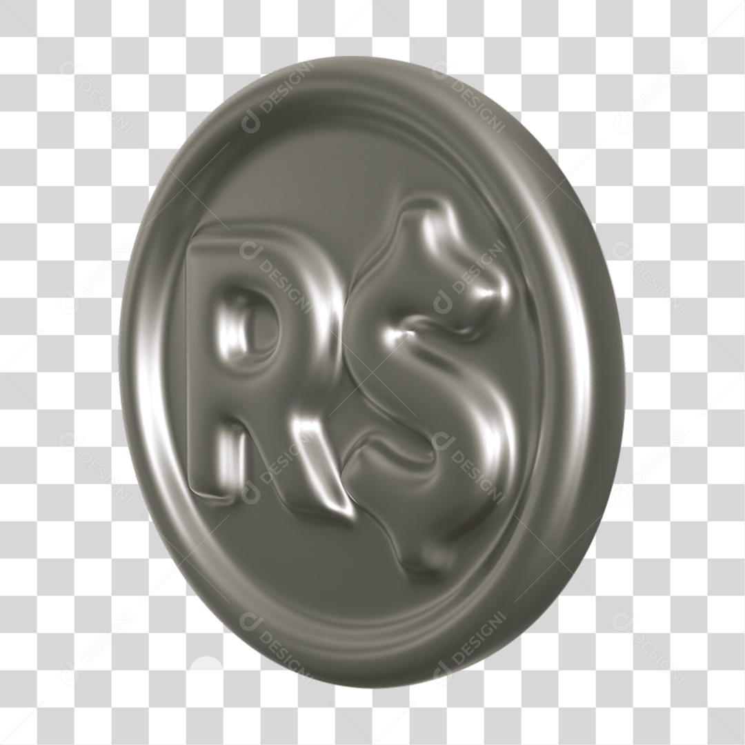 Elemento 3D Moeda Nacional para Composição PNG Transparente