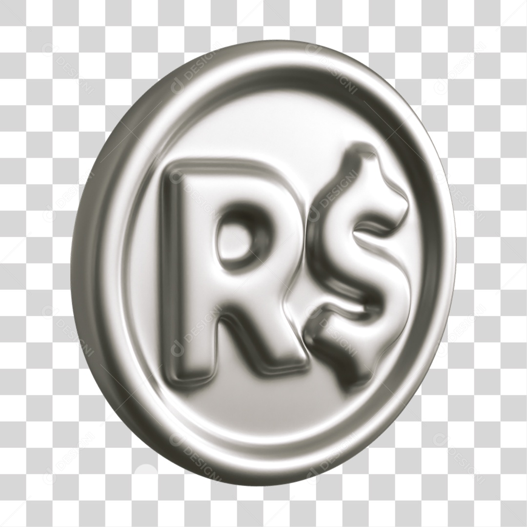Elemento 3D Moeda Nacional para Composição PNG Transparente