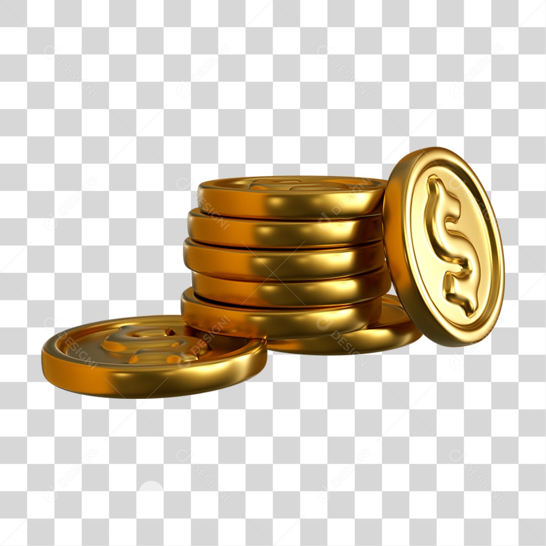 Elemento 3D Moeda Nacional para Composição PNG Transparente