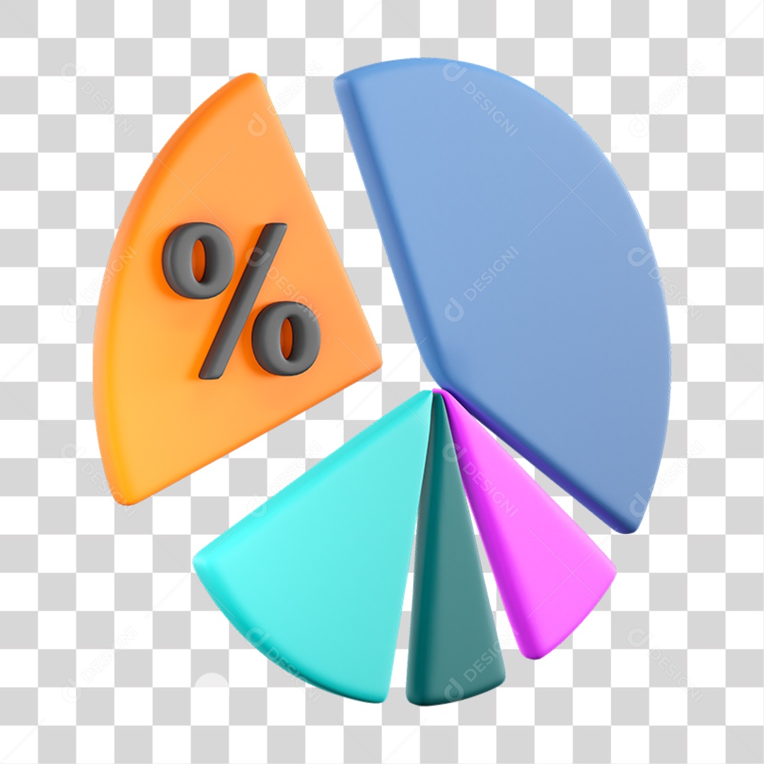 Percentage Graphic 3D Element for Transparent PNG Composition