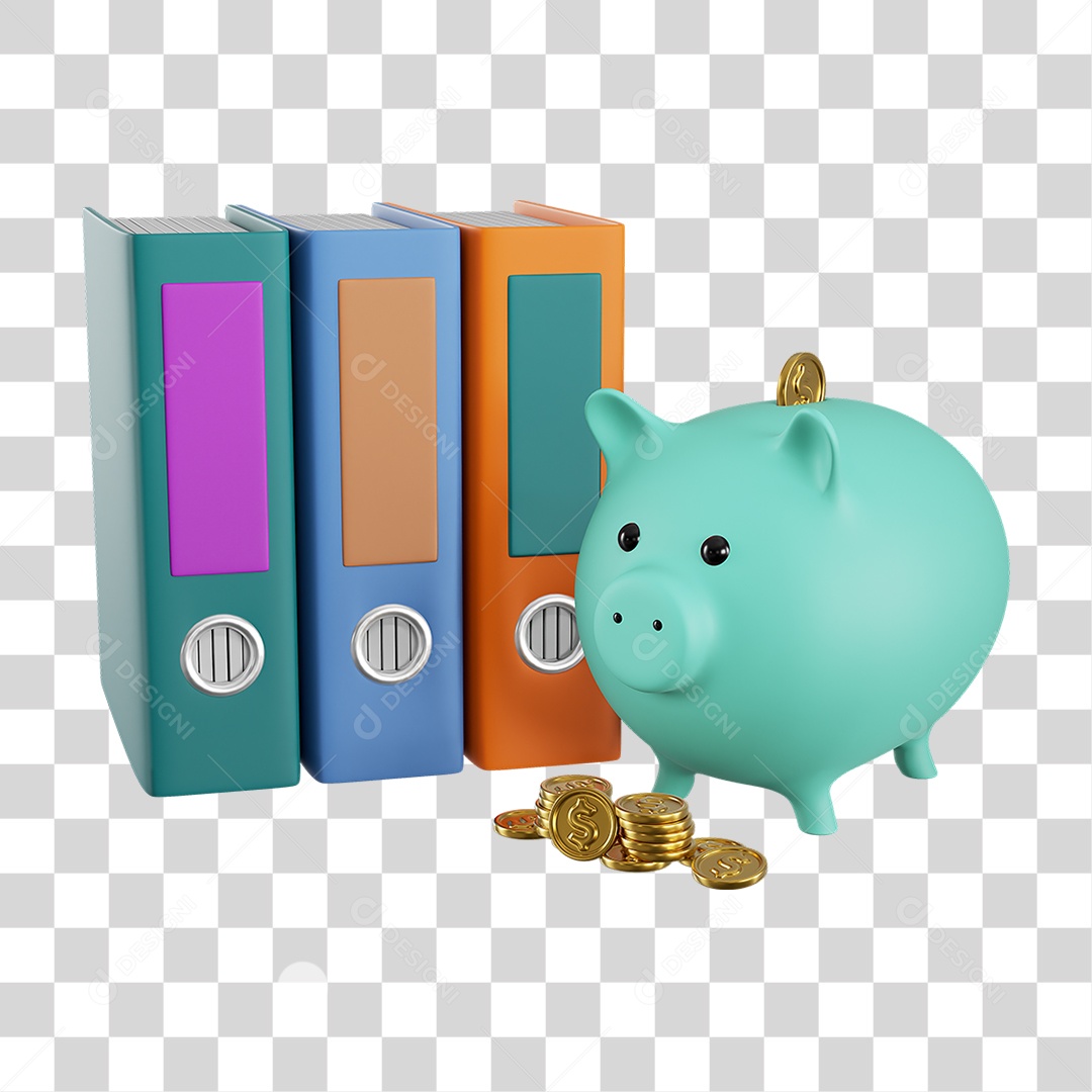 Elemento 3D Poupança Contabilidade Nacional para Composição PNG Transparente