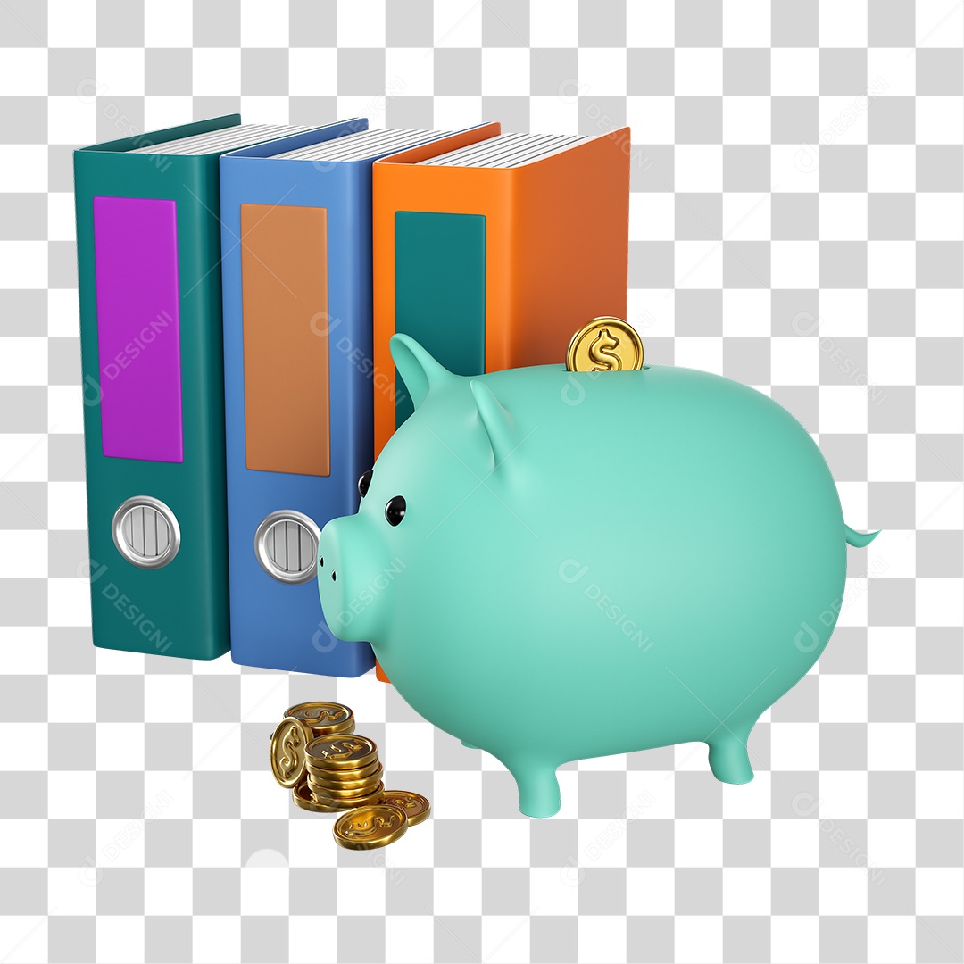 Elemento 3D Poupança Contabilidade Nacional para Composição PNG Transparente