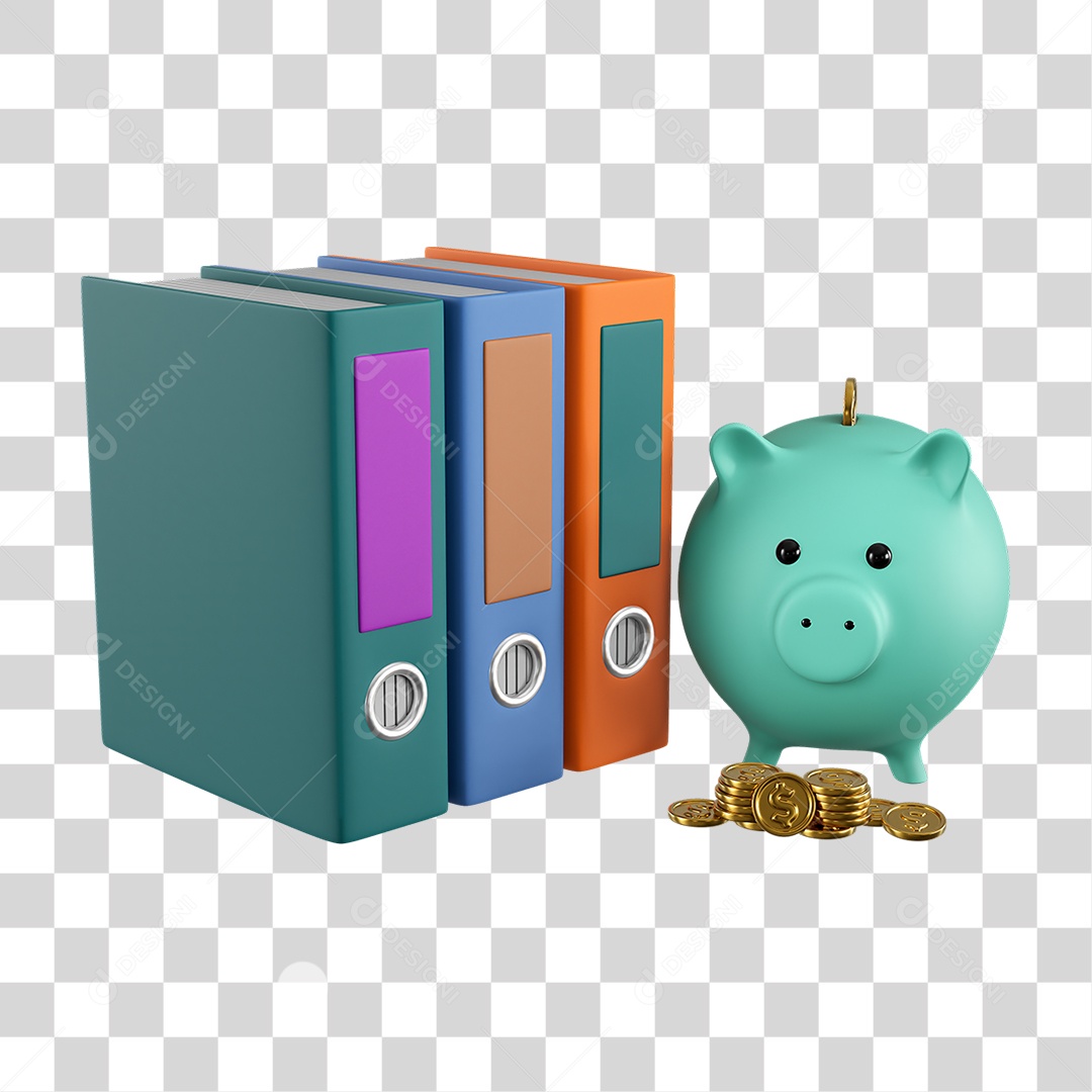 Elemento 3D Poupança Contabilidade Nacional para Composição PNG Transparente