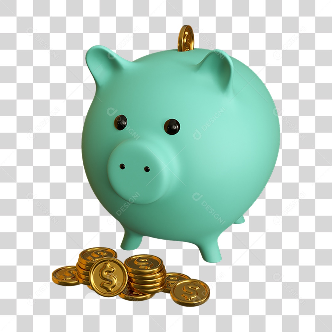 Elemento 3D Poupança Contabilidade Nacional para Composição PNG Transparente