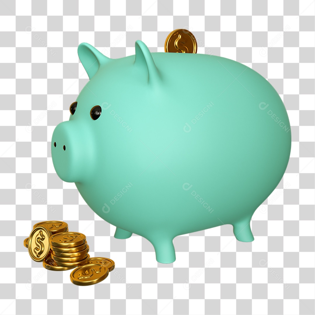 Elemento 3D Poupança Contabilidade Nacional para Composição PNG Transparente