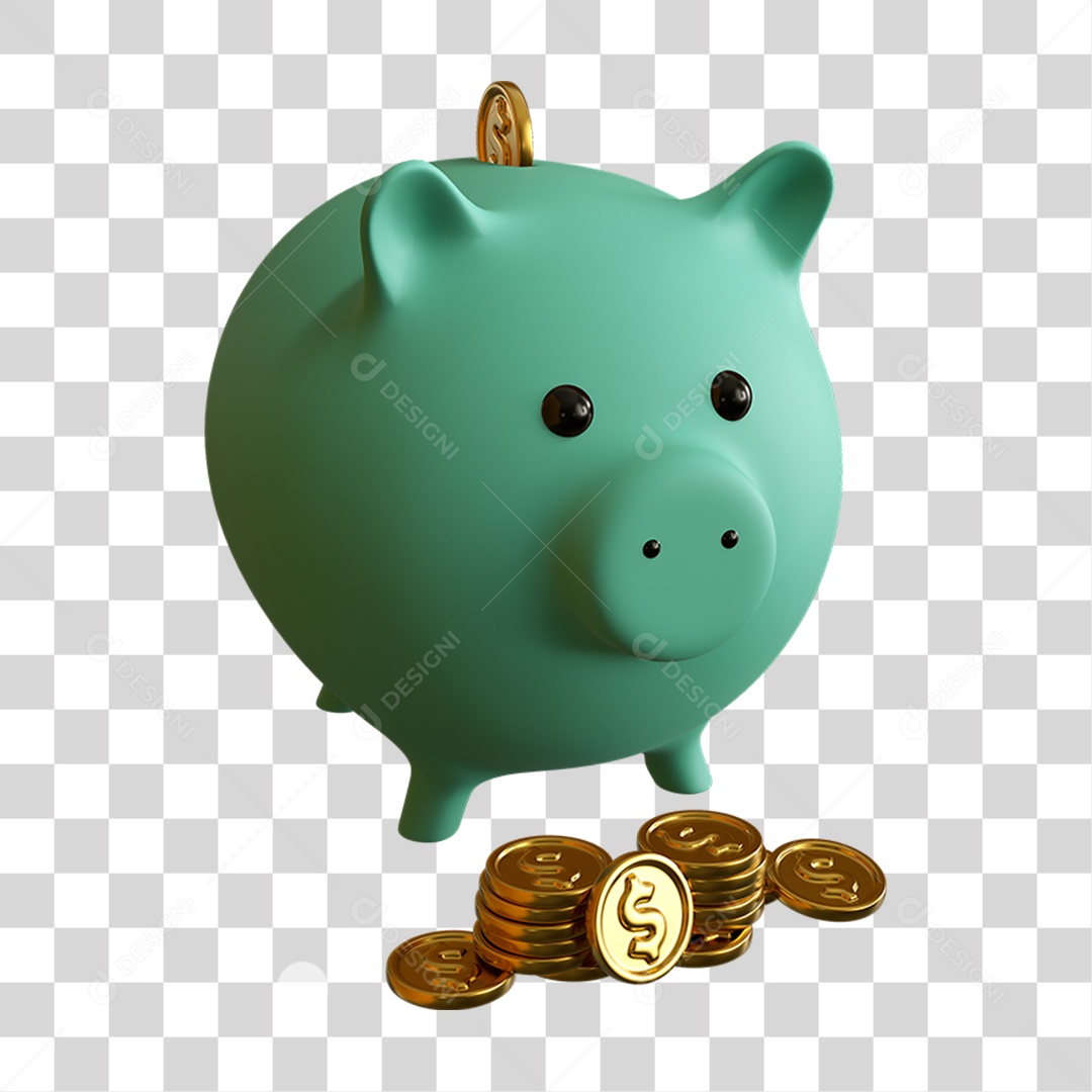 Elemento 3D Poupança Contabilidade Nacional para Composição PNG Transparente
