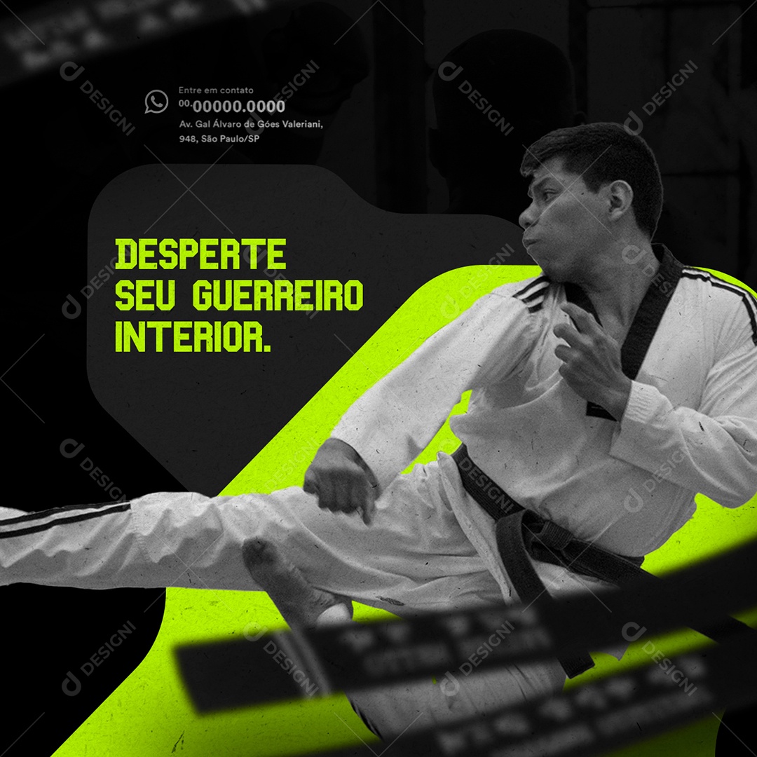 Artes Marciais Desperte Seu Guerreiro Interior Escola de Luta Social Media PSD Editável