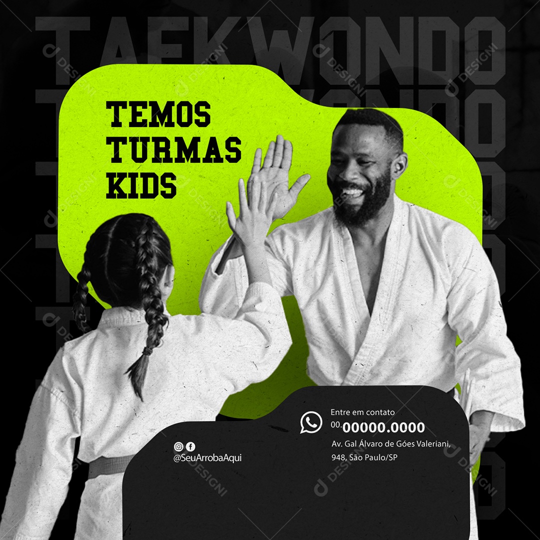 Artes Marciais Temos Turmas Kids Escola de Luta Social Media PSD Editável