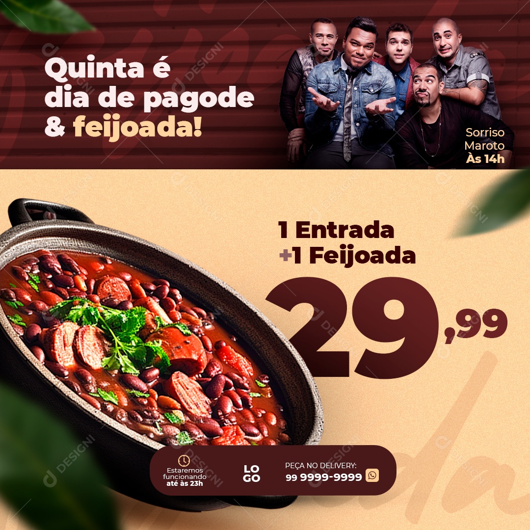 Social Media Dia De Pagode e Feijoada PSD Editável
