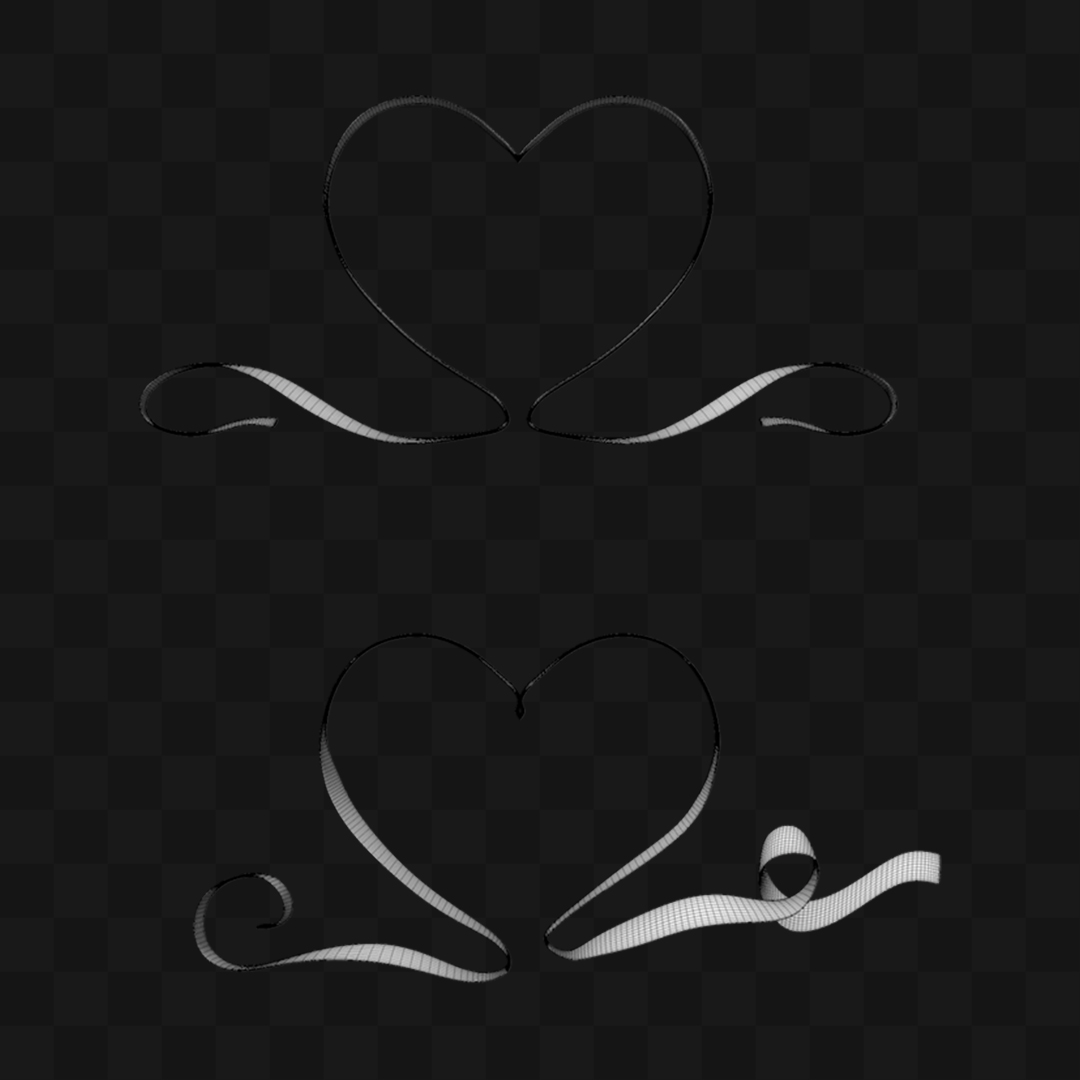 Ribbons Fita Coração - Modelo 3D