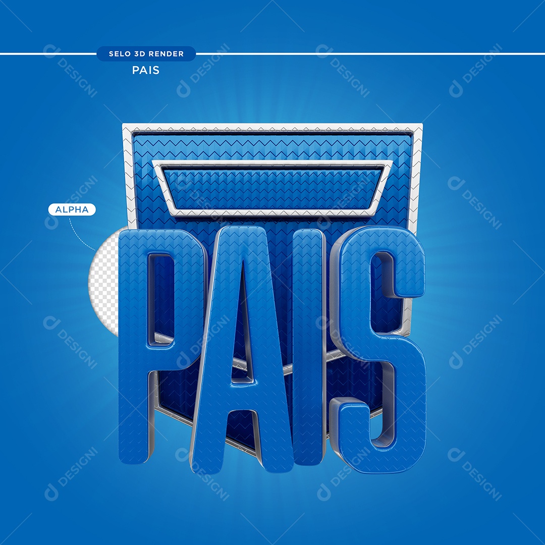 Selo 3D Pais Azul Para Composição PSD