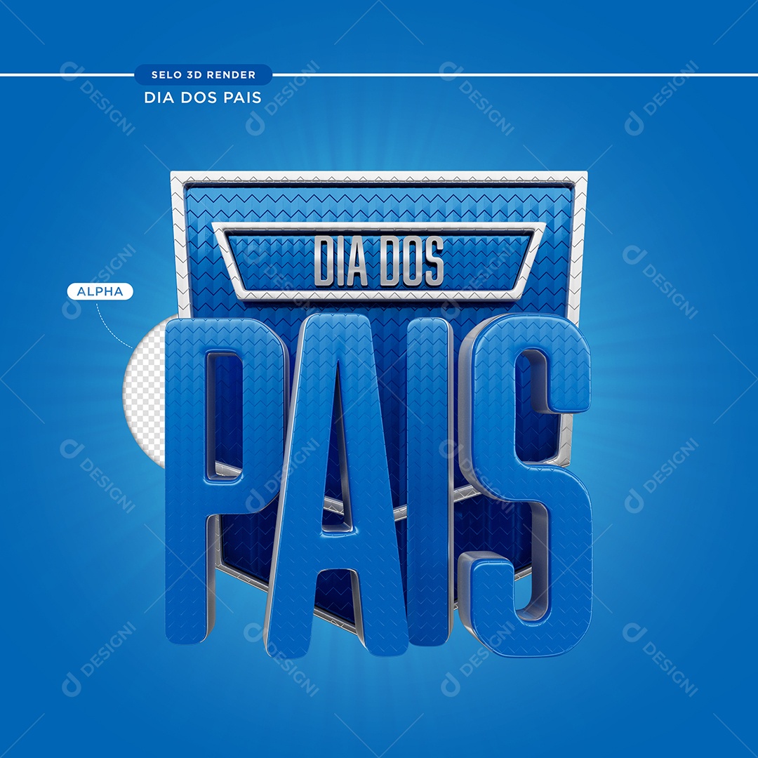 Selo 3D Dia Dos Pais Azul Para Composição PSD