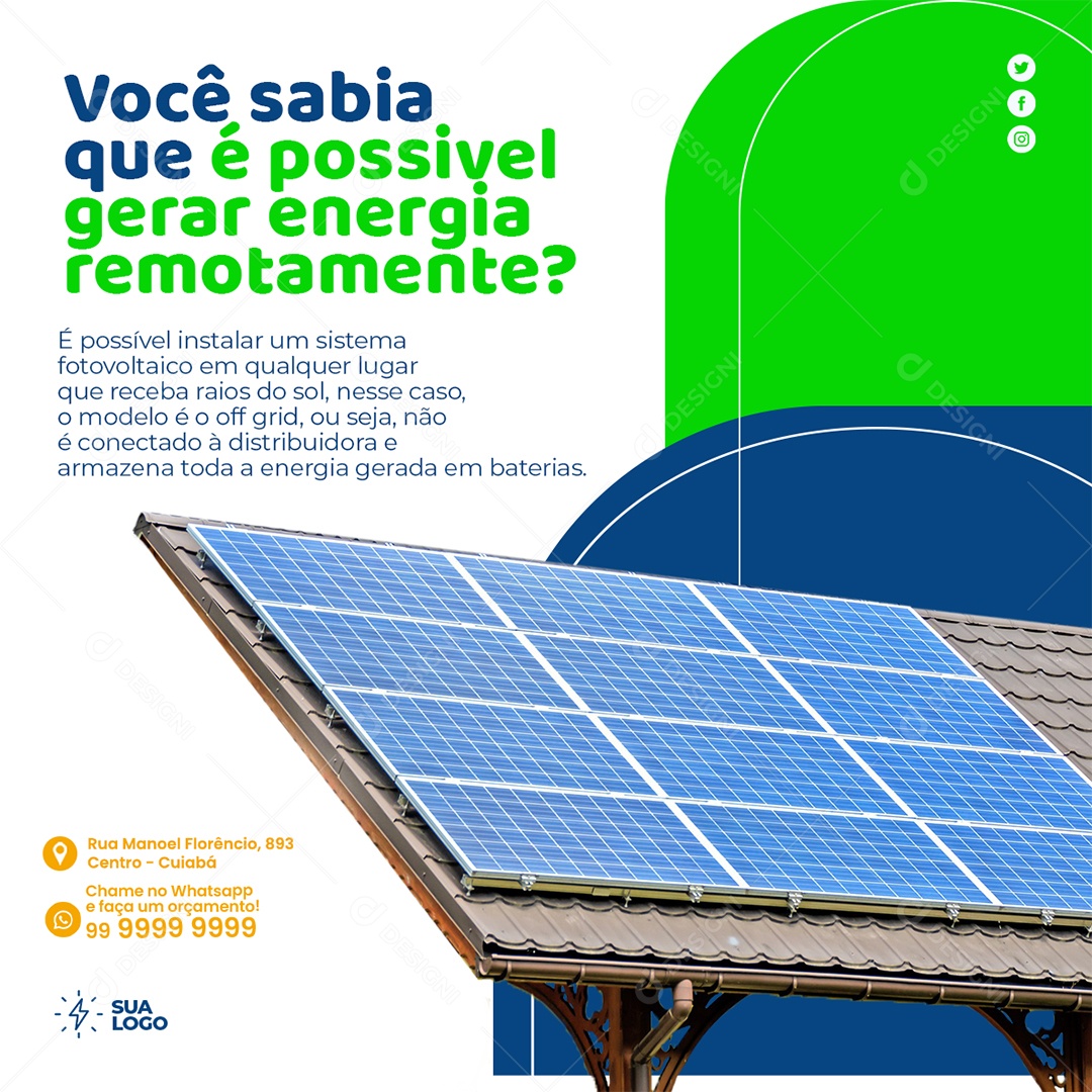 Social Media Feed é Possível Gerar Energia Remotamente PSD Editável