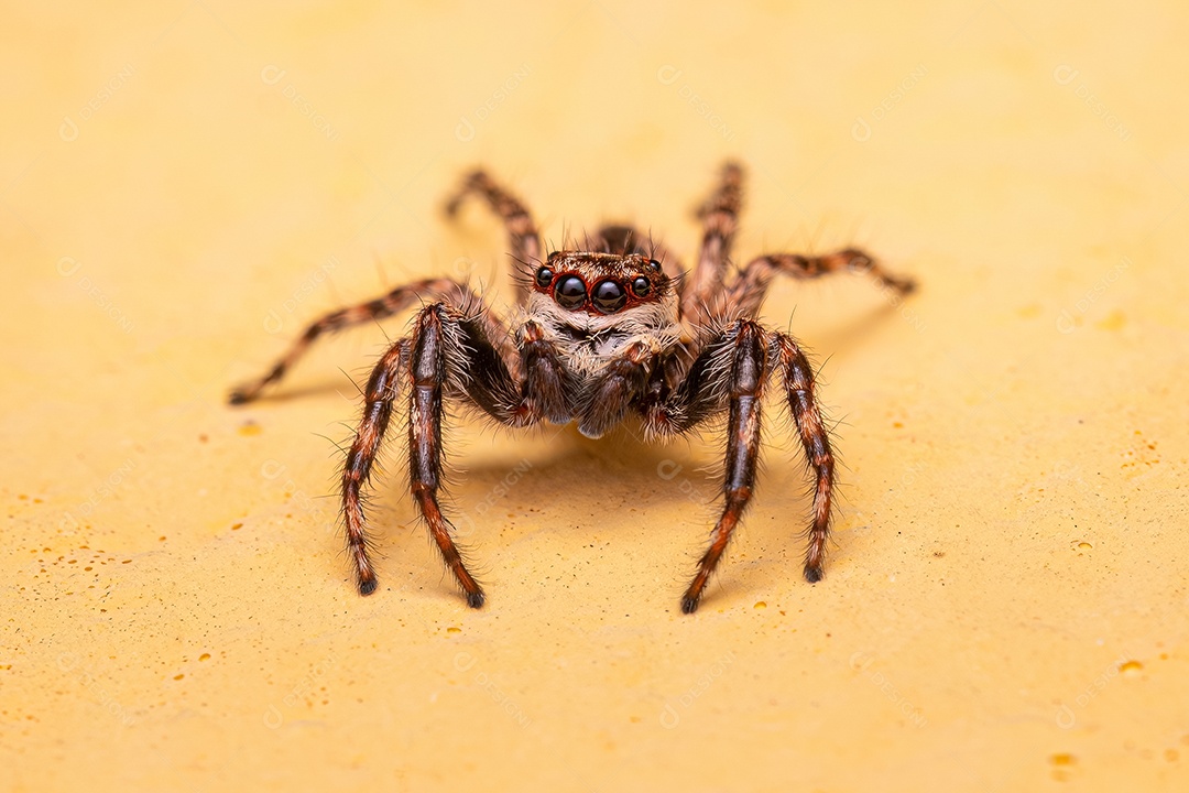 Aranha saltadora cinzenta macho adulto da espécie Menemerus bivittatus