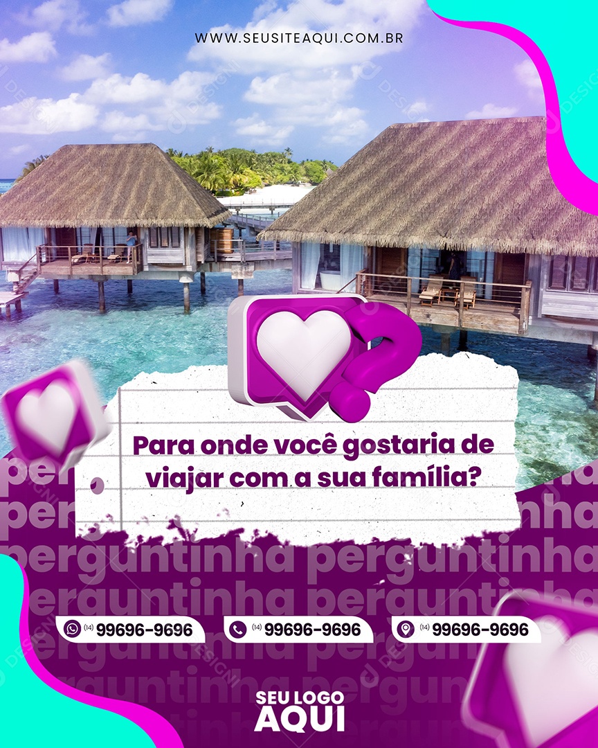 Agência de Viagens Para Onde Você Gostaria de Viajar Social Media PSD Editável