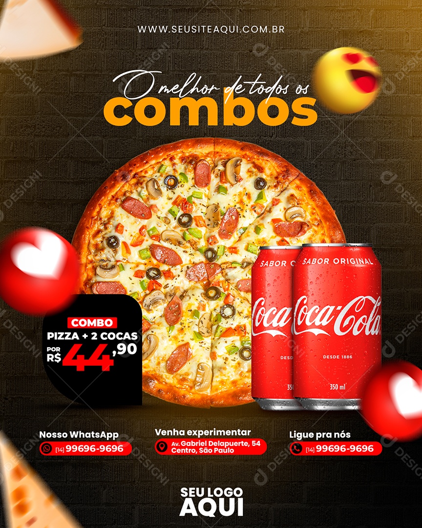 Pizzaria O Melhor de Todos os Combos Social Media PSD Editável