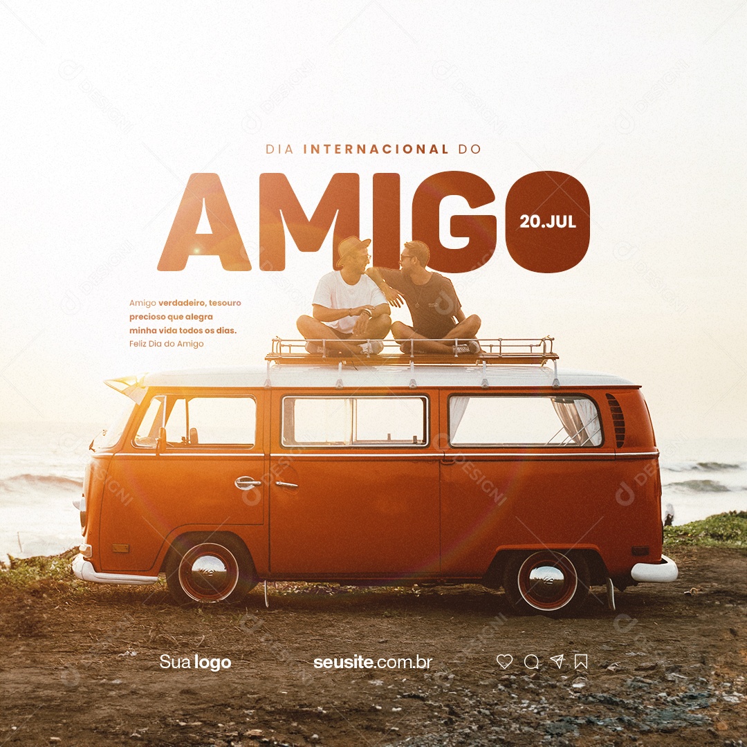 Dia Internacional Do Amigo Tesouro Precioso Que Alegra Minha Vida Social Media PSD Editável