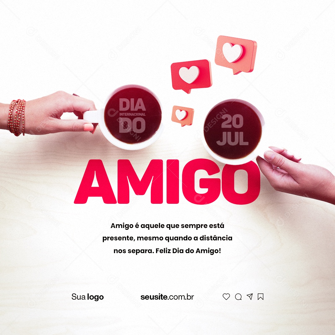 Dia Internacional Do Amigo 20 De Julho Social Media PSD Editável