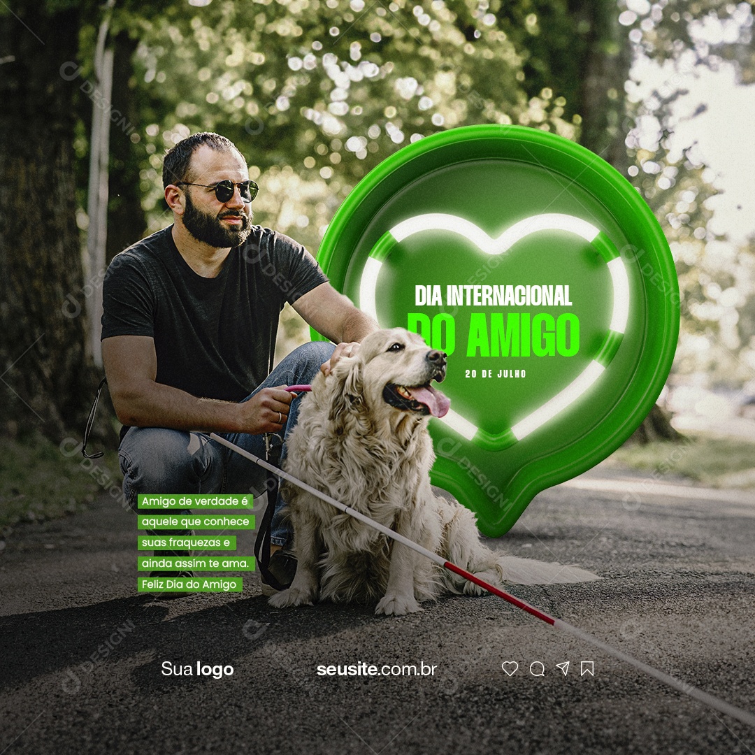 Feliz Dia Internacional Do Amigo 20 De Julho Social Media PSD Editável
