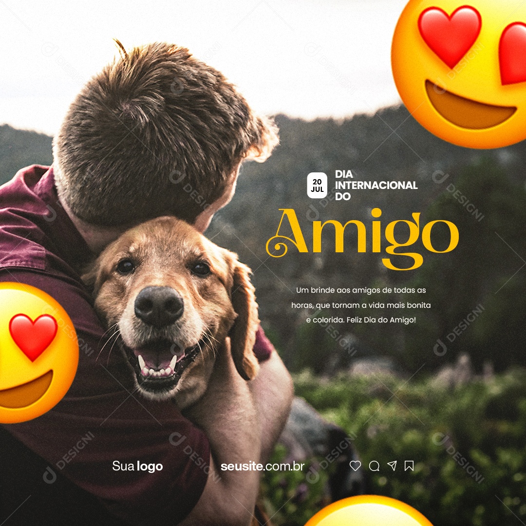 Dia Internacional Do Amigo Um Brinde aos Amigos de Todas as Horas Social Media PSD Editável