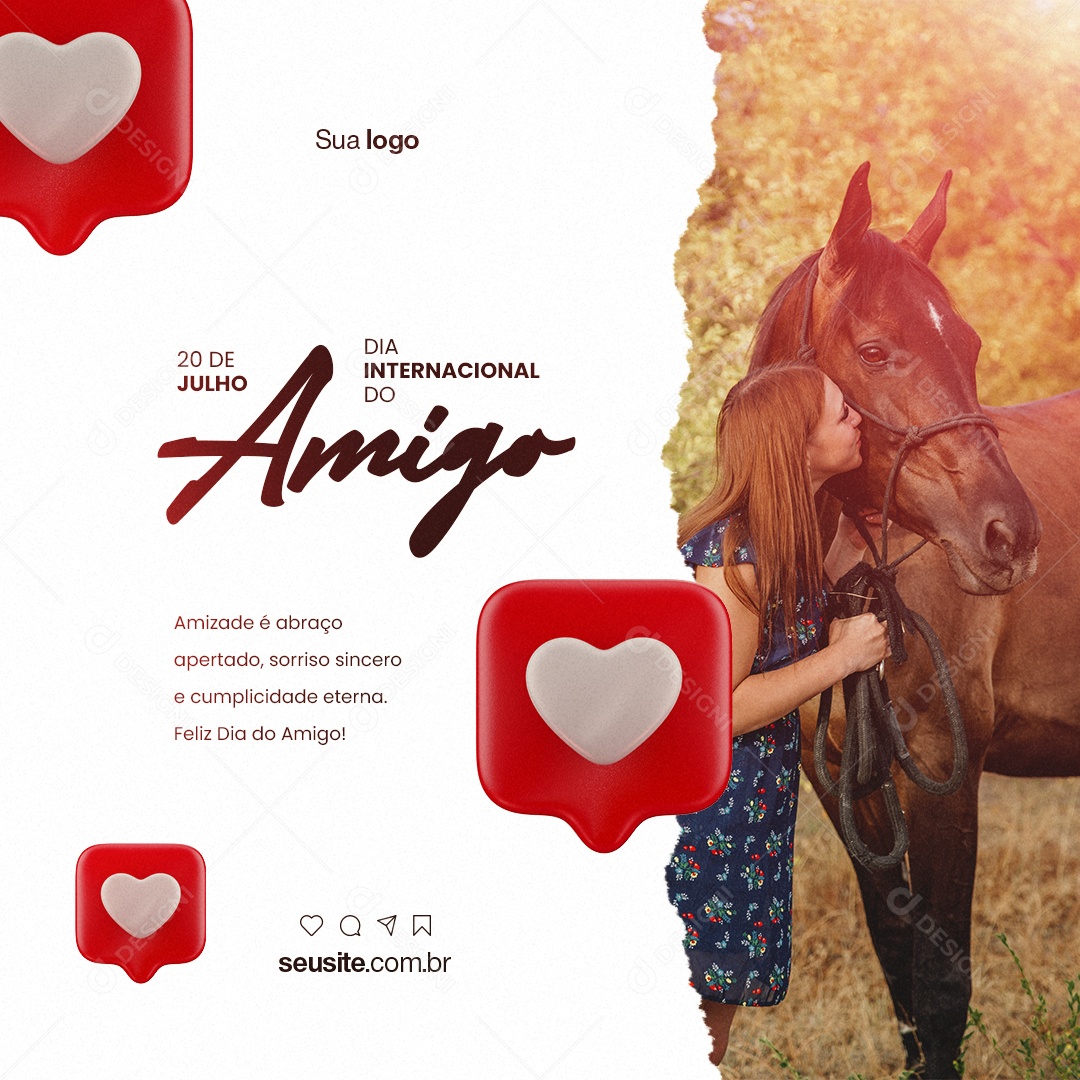 Dia Internacional Do Amigo Amizade é Abraço Apertado Social Media PSD Editável