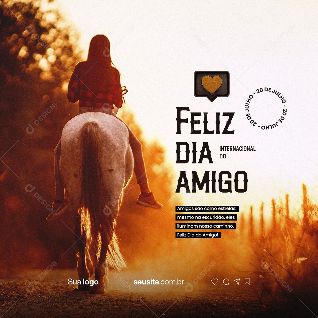 Feliz Dia Internacional Do Amigo 20 De Julho Social Media PSD Editável