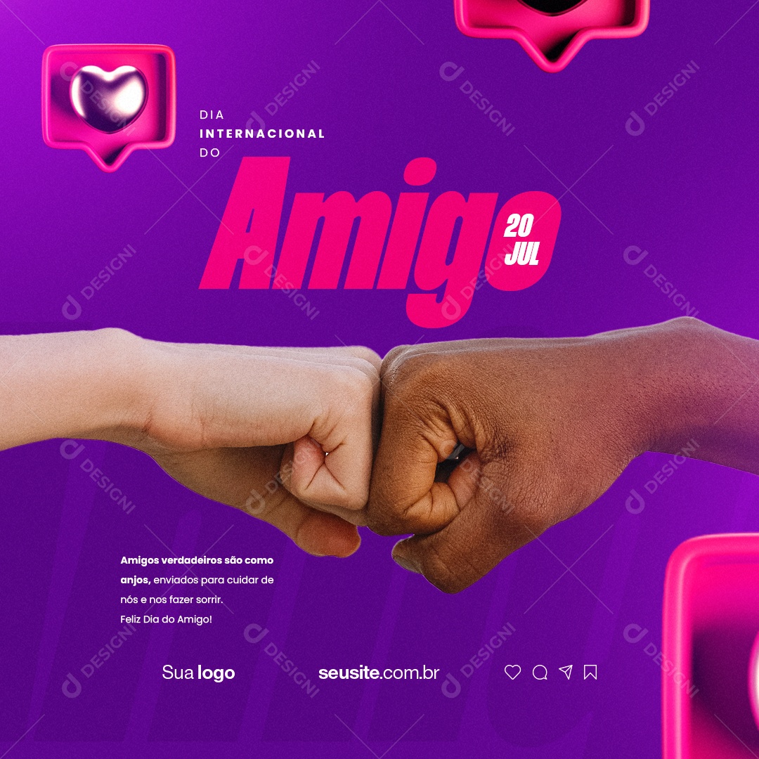 Dia Internacional Do Amigo 20 De Julho Social Media PSD Editável