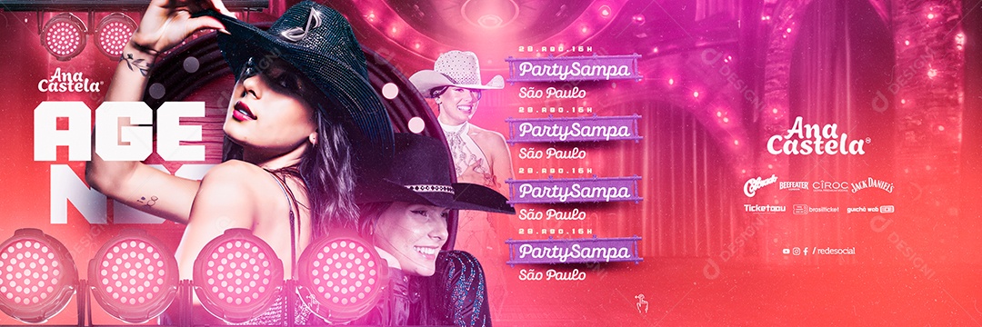 Carrossel Evento Agenda Ana Castela Flyer Social Media PSD Editável