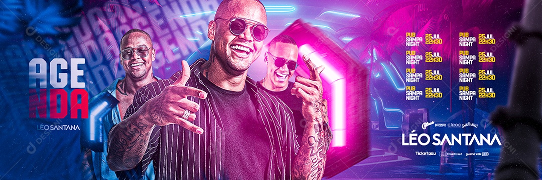 Carrossel Evento Agenda Léo Santana Flyer Social Media PSD Editável