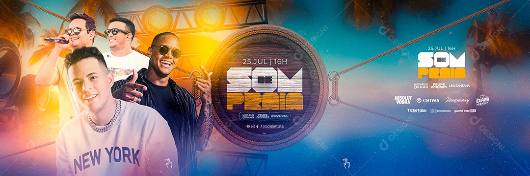 Carrossel Evento Som de Praia Flyer Matheus & Kauan Felipe Amorim Léo Santana Social Media PSD Editável