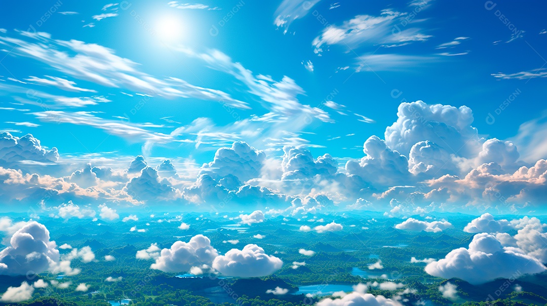 Fundo de lindas nuvens realista