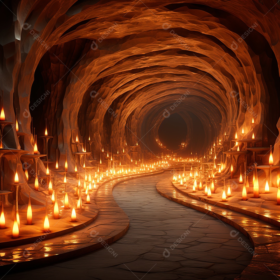 Fundo de túnel com luzes de neon