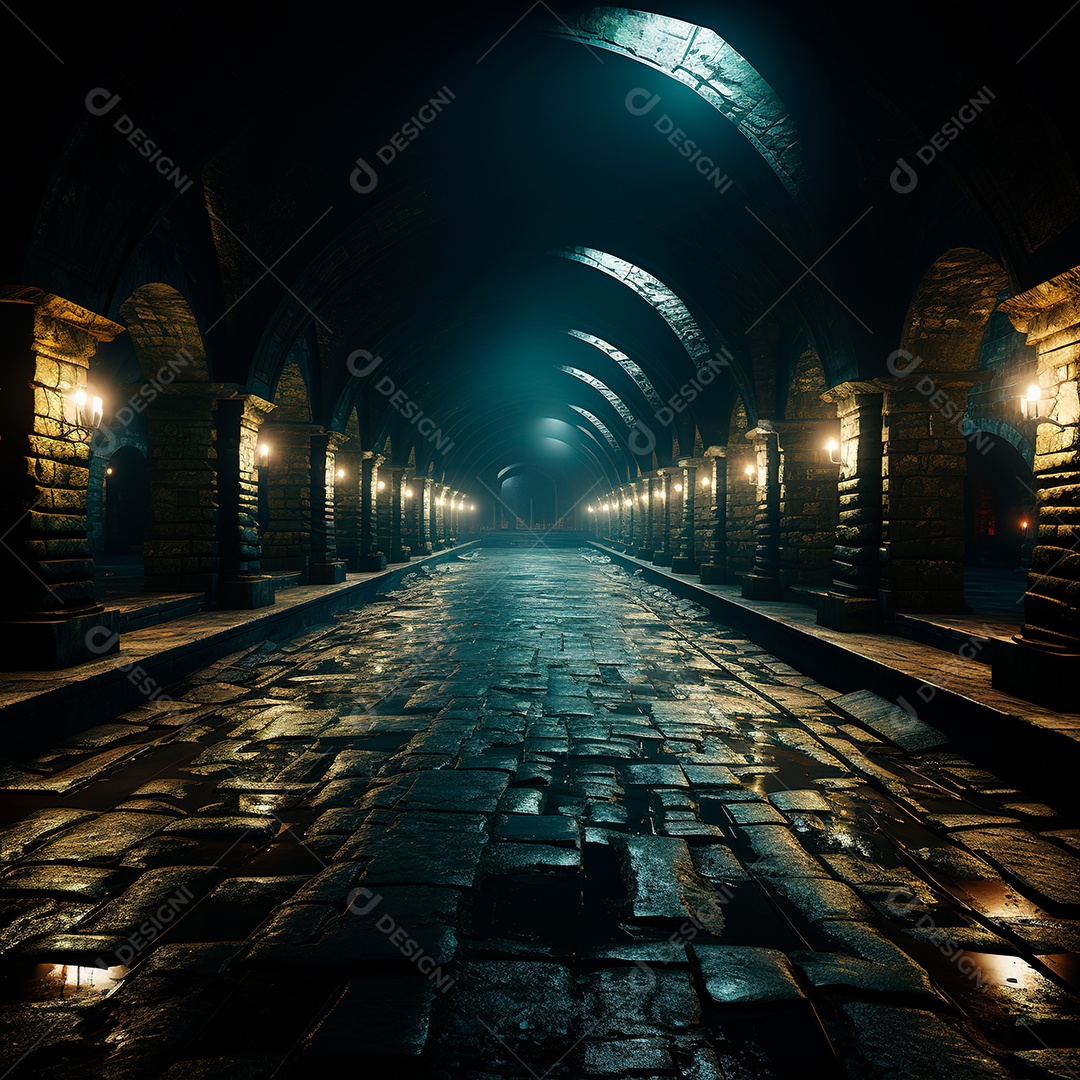 Fundo de túnel com luzes de neon87