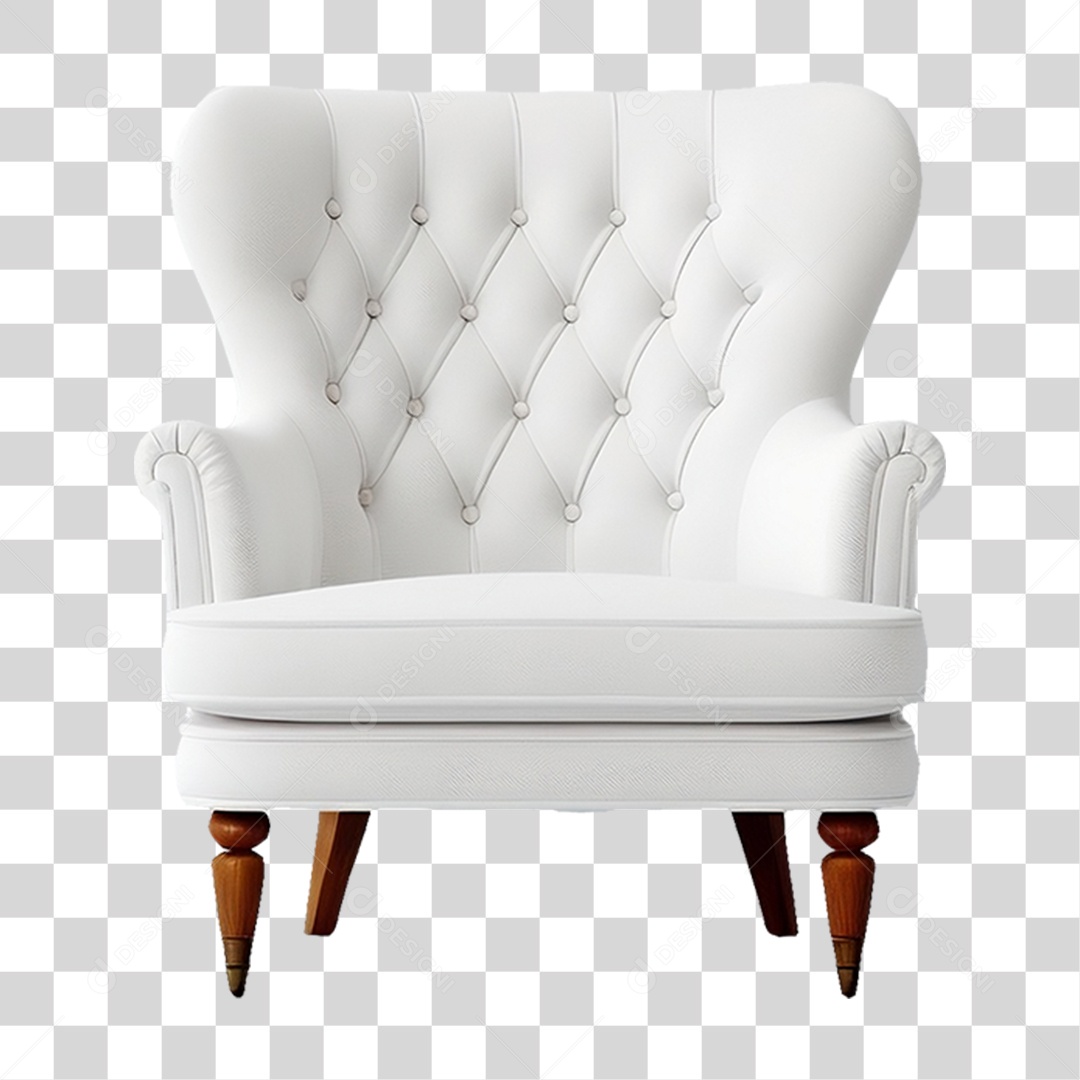 Poltrona de Couro Branco PNG Transparente