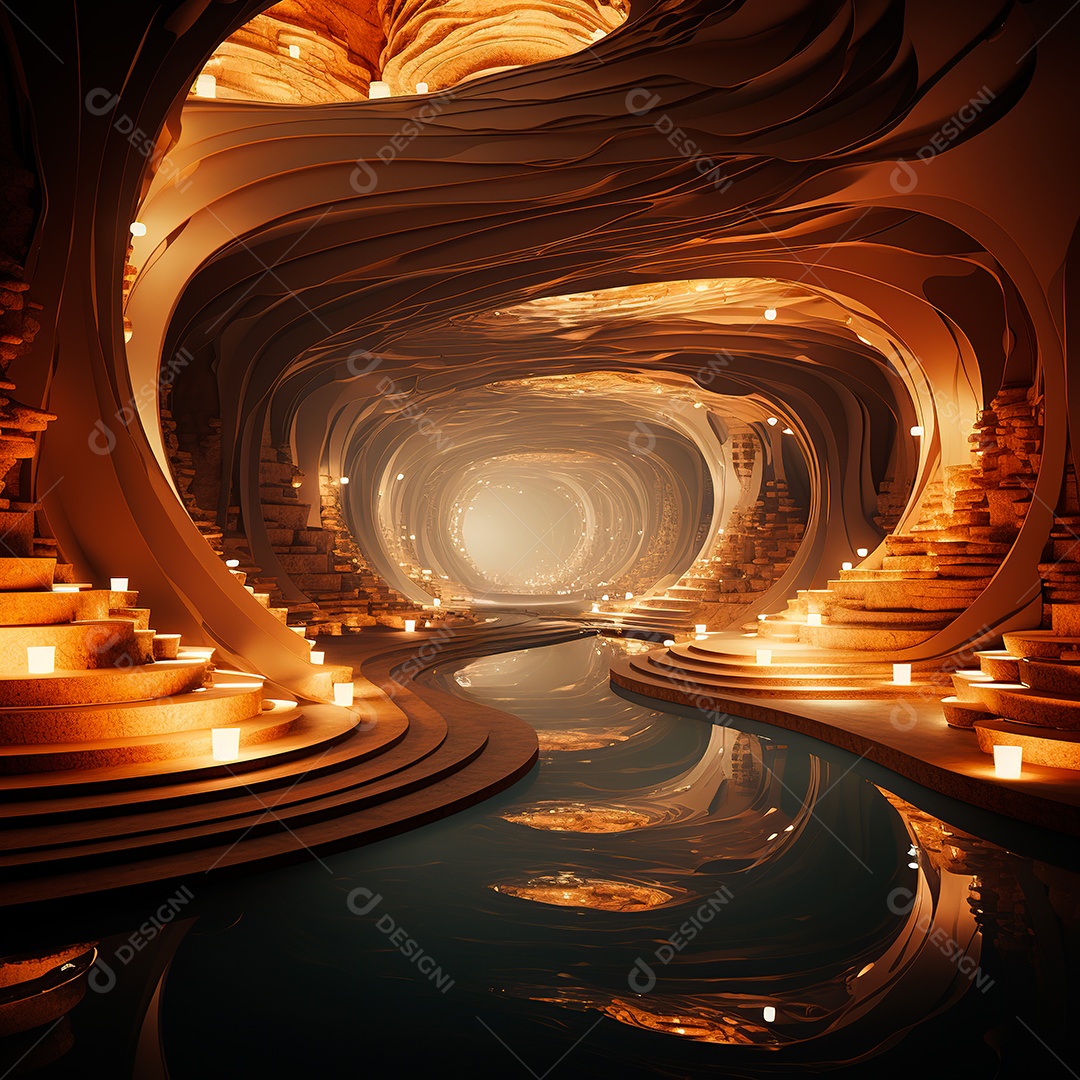 Fundo de túnel com luzes de neon