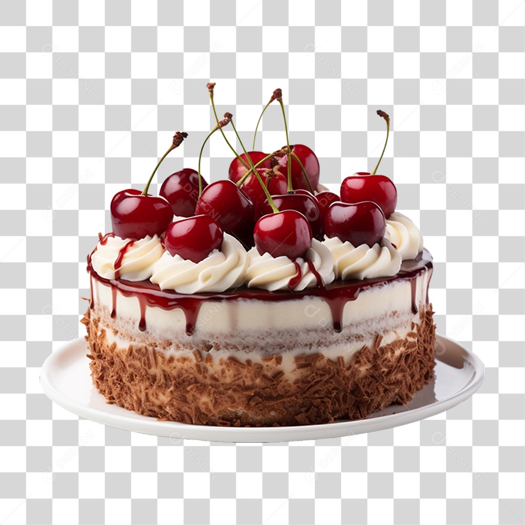 Bolo com Cobertura de Cereja PNG Transparente
