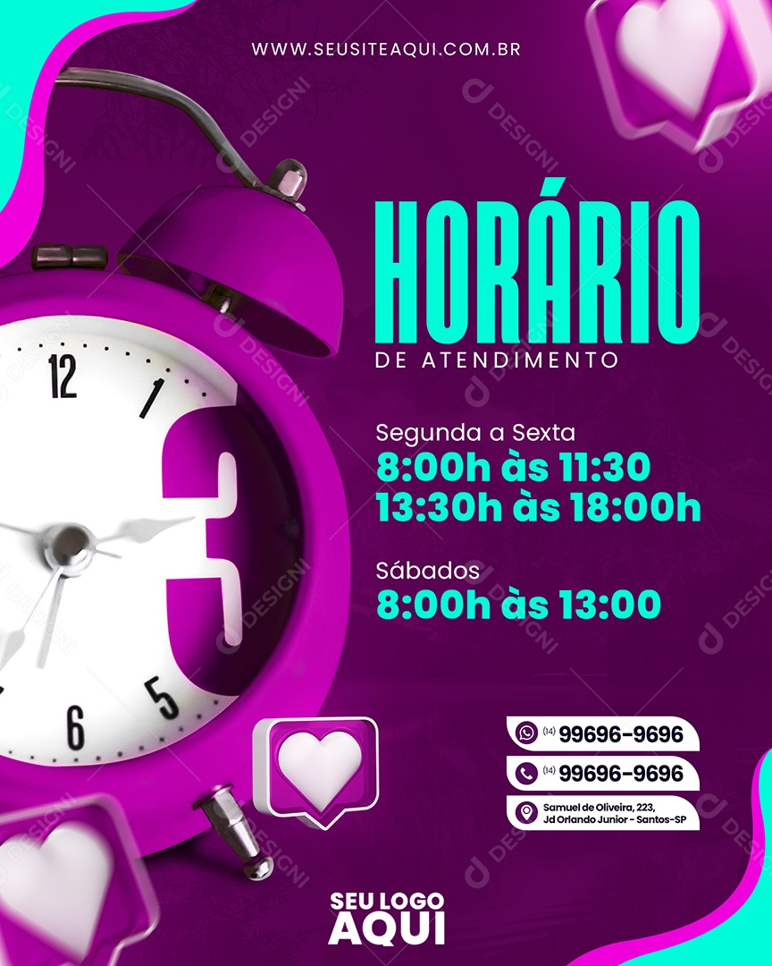 Agencia De Viagens Horário De Atendimento Social Media PSD Editável