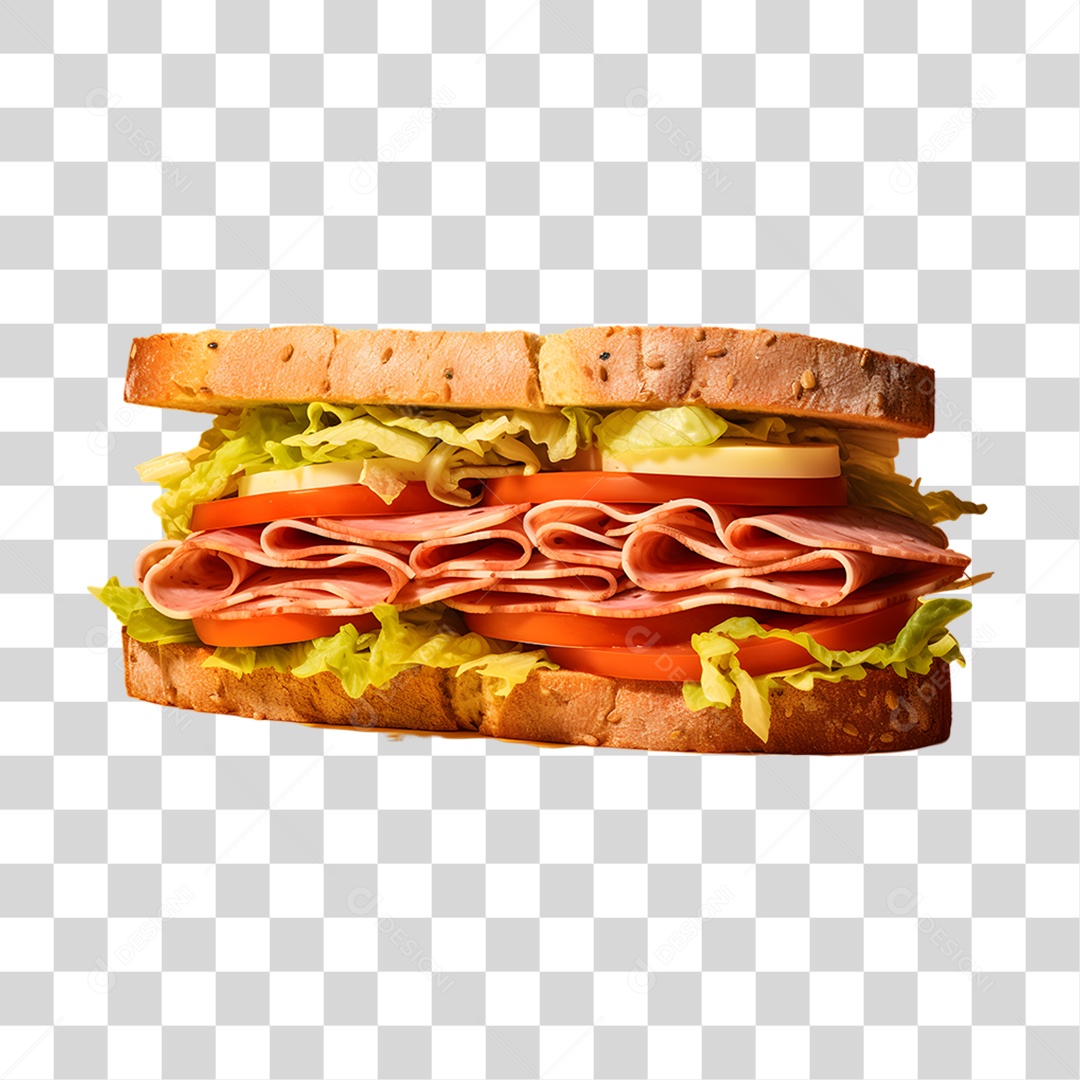 Objeto 3D Sanduiches para Composição PNG Transparente