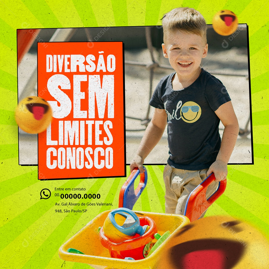 Colônias de Férias Diversão Sem Limites Conosco Social Media PSD Editável