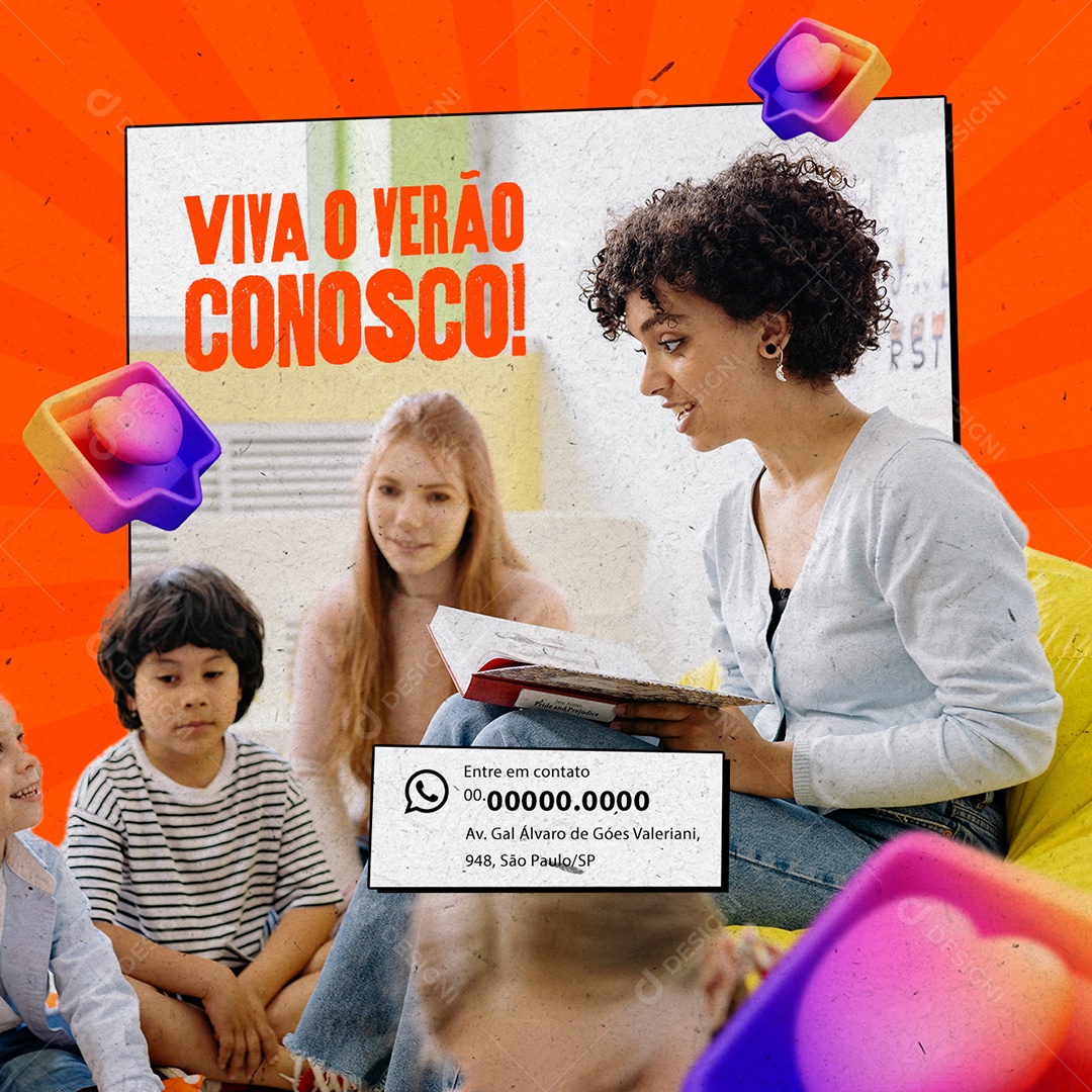 Colônias de Férias Viva o Verão Conosco Social Media PSD Editável