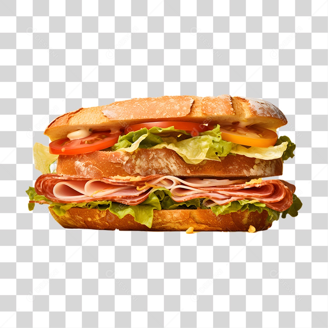 Objeto 3D Sanduiches para Composição PNG Transparente