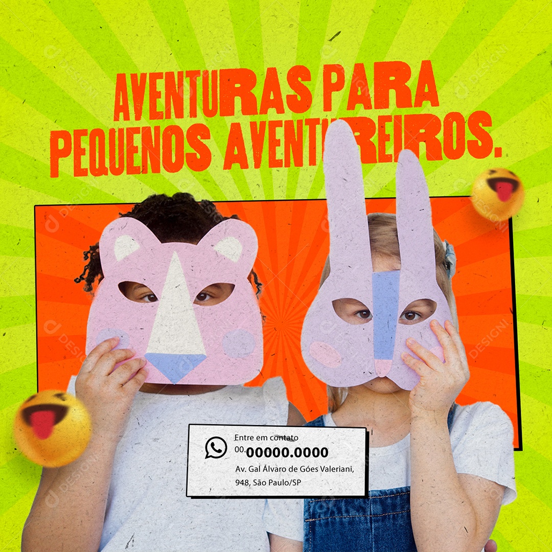 Colônias de Férias Aventuras para Pequenos Aventureiros Social Media PSD Editável