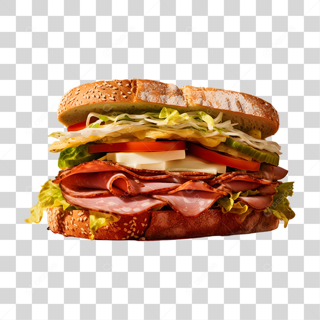 Objeto 3D Sanduiches para Composição PNG Transparente