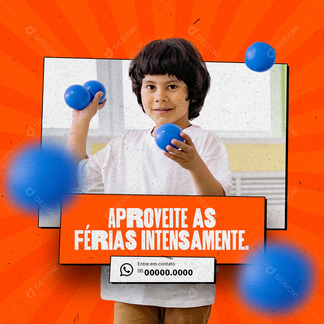 Colônias de Férias Aproveite as Férias Intensamente Social Media PSD Editável