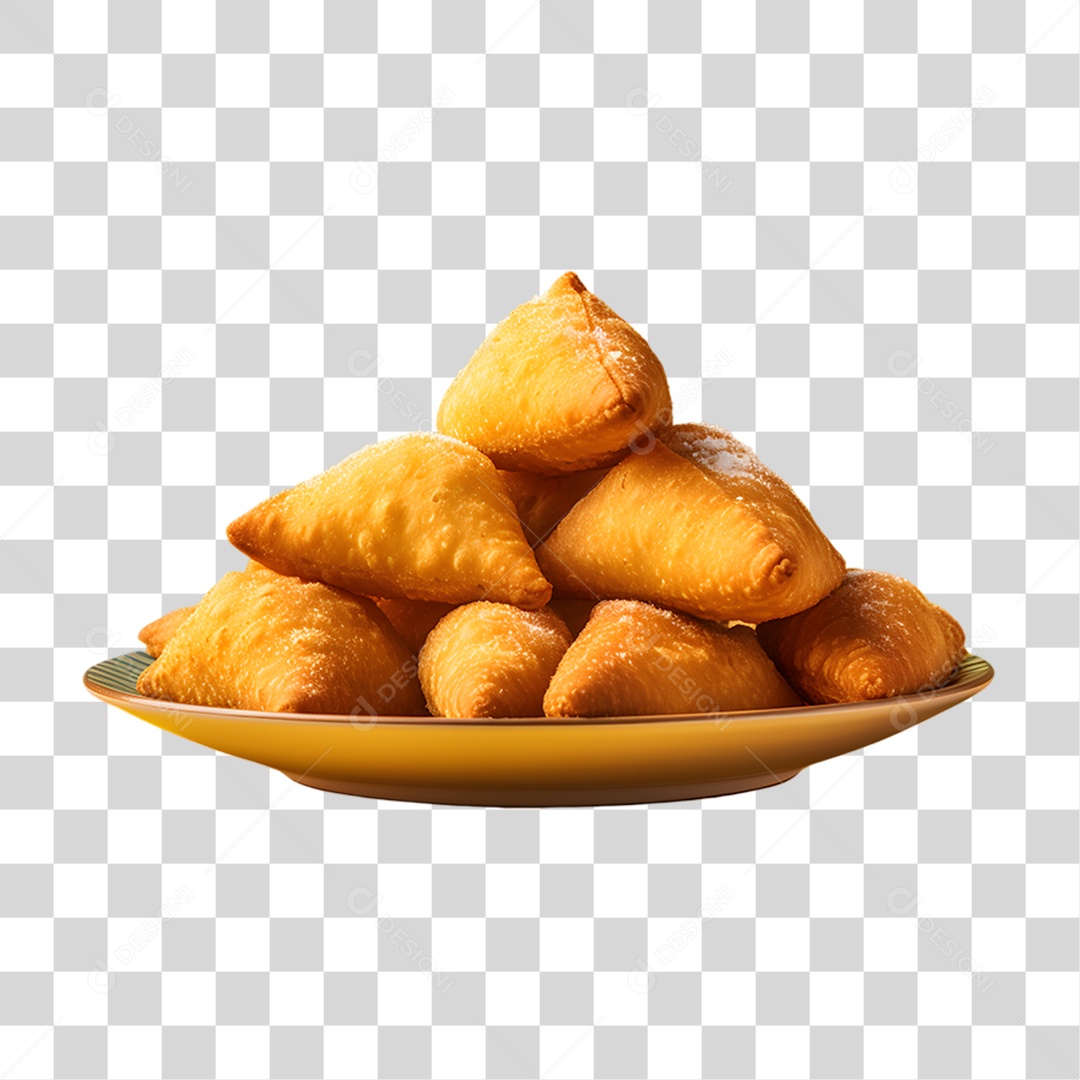 Objeto 3D Salgados Fritos para Composição PNG Transparente