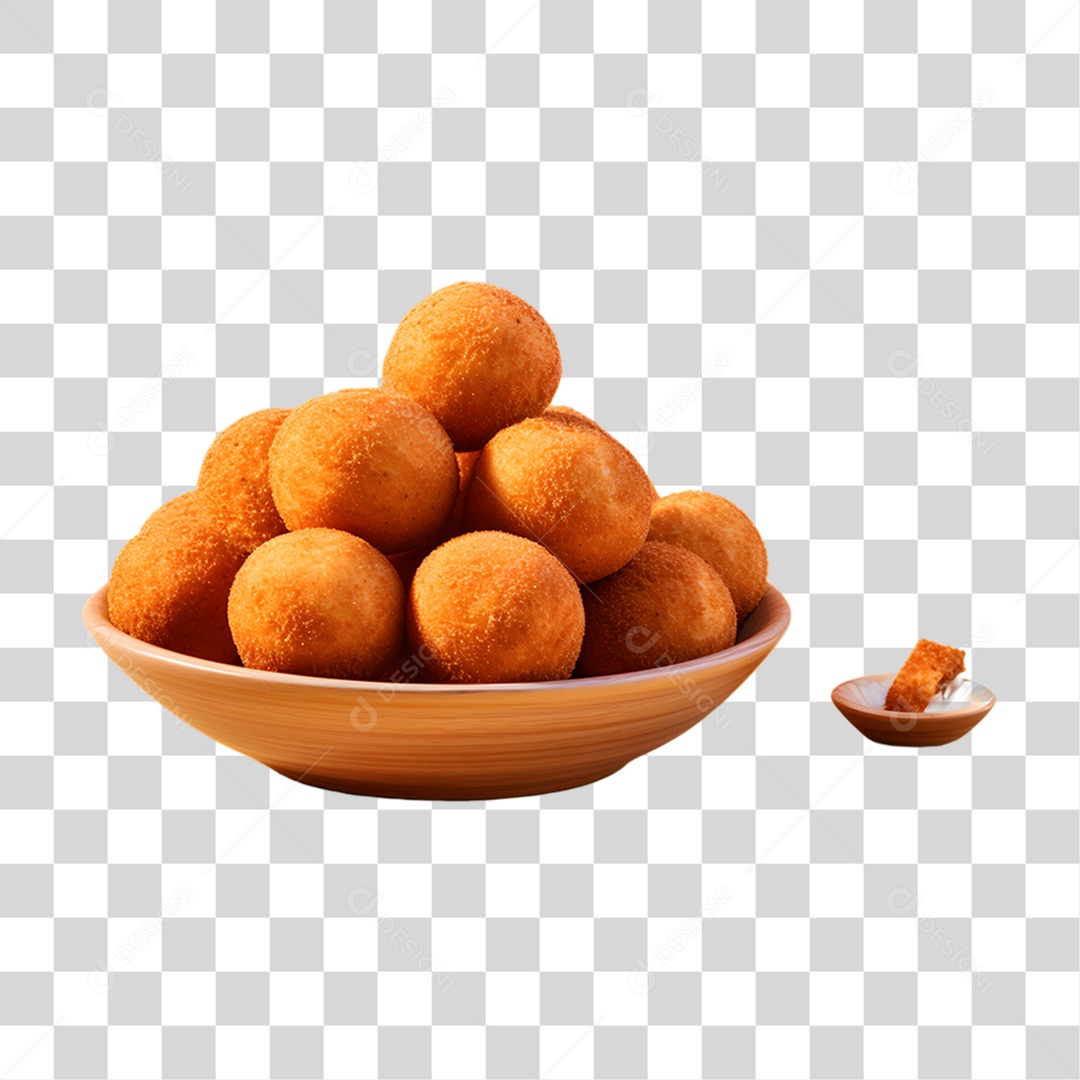Objeto 3D Salgados Fritos para Composição PNG Transparente