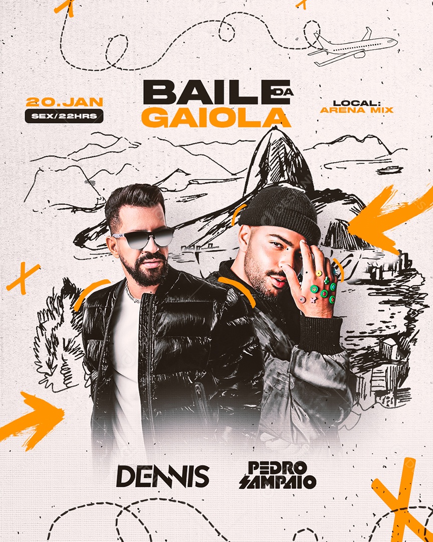 Social Media Feed Baile Da Gaiola Dennis Pedro Sampaio PSD Editável