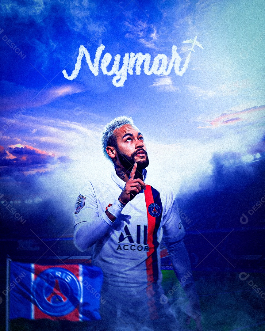 Jogador Neymar Jr PSG Social Media  PSD Editável