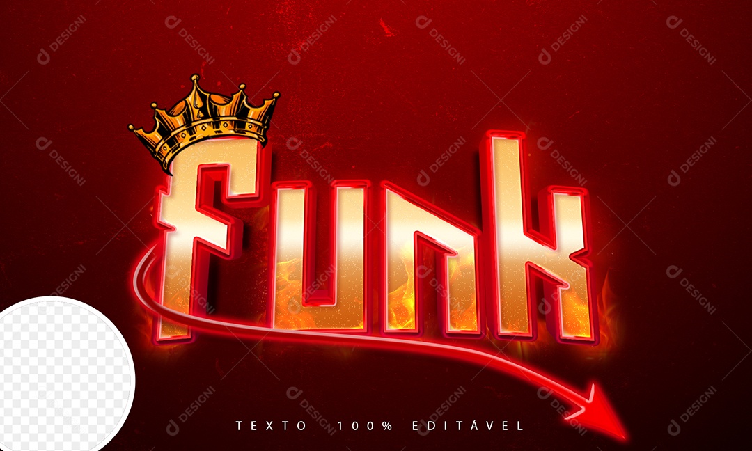Texto 3D Funk Vermelho Coroa PSD Editável