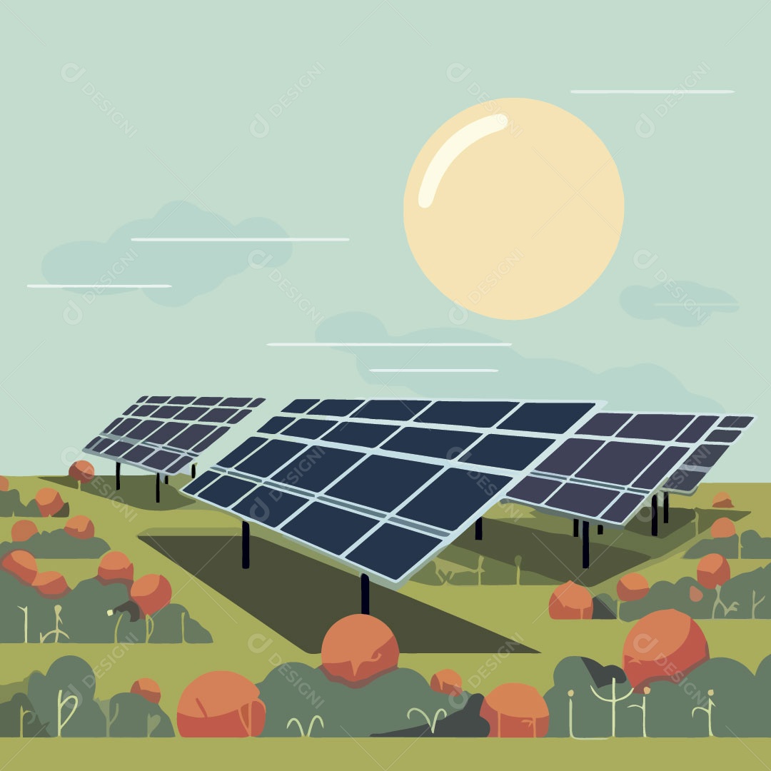 Painel Solar Ilustração Vetor EPS